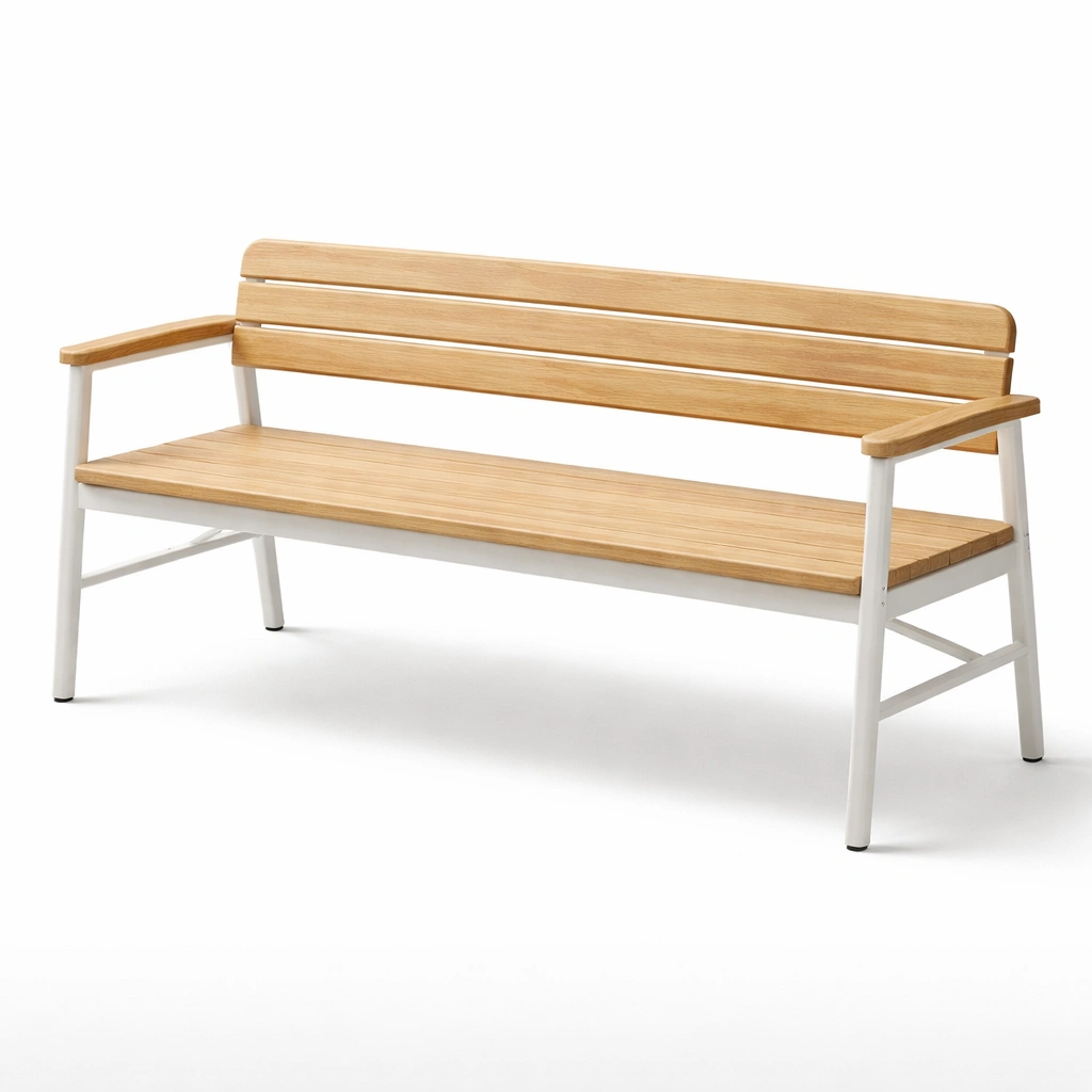 Bank holz metall eiche weiß-HOMSENO