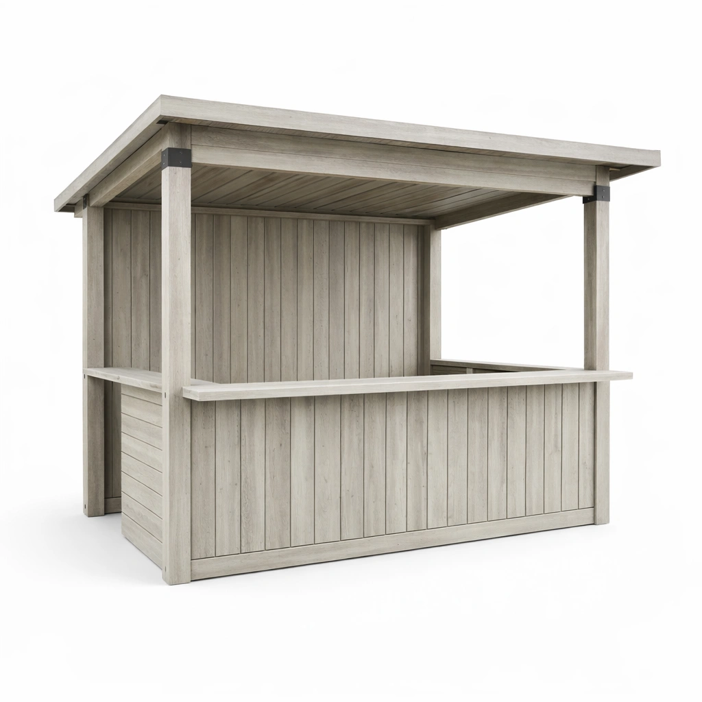 Barpavillon holz marktstand grau outdoor 200x100x250cm-HOMSENO
