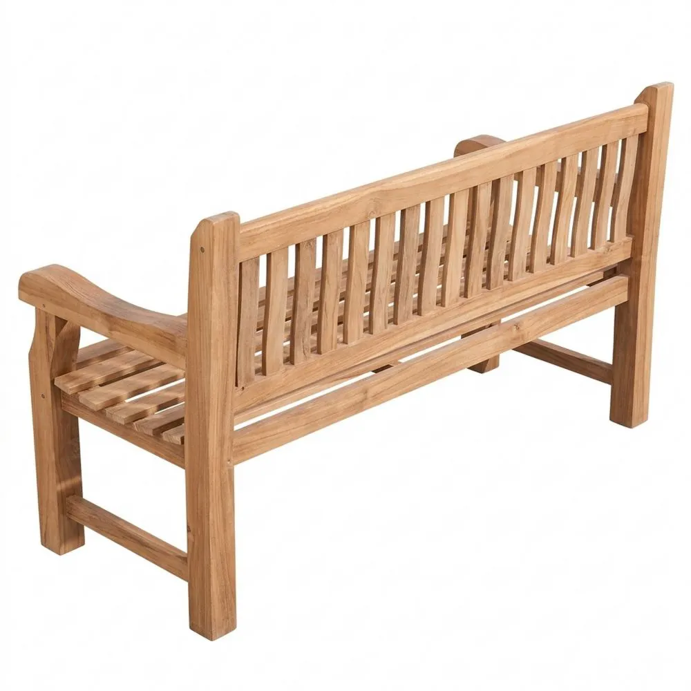 Banco de jardín de teca para 3 personas con cojín resistente al clima