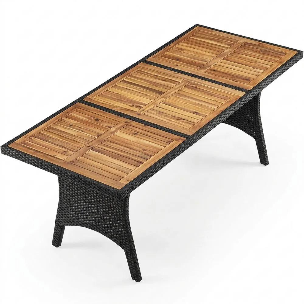 Mesa de comedor de jardín 190 x 90 cm madera de acacia certificada FSC negro