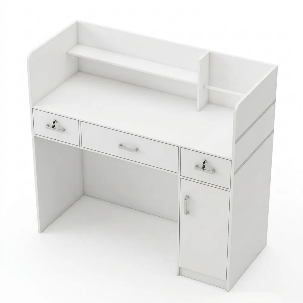 Mostrador de Recepción con Espacio de Almacenamiento Amplio para Oficina y SPA Blanco