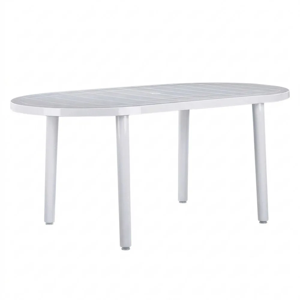 Mesa de Jardín Rectangular 180 x 90 cm para 6 Personas con Agujero para Sombrilla y Protección UV