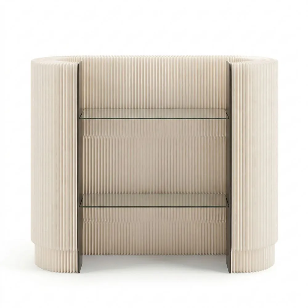 Mostrador Curvo con Estantes Desmontables para Recepción