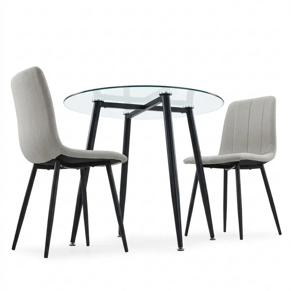 Mesa de comedor redonda de cristal para oficina o cocina para 4 personas, versátil y transparente