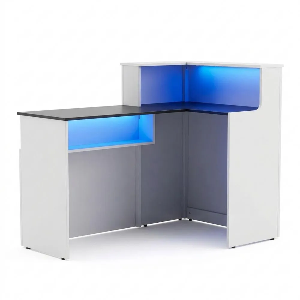 Mostrador de Recepción Moderno con Iluminación LED y Almacenamiento