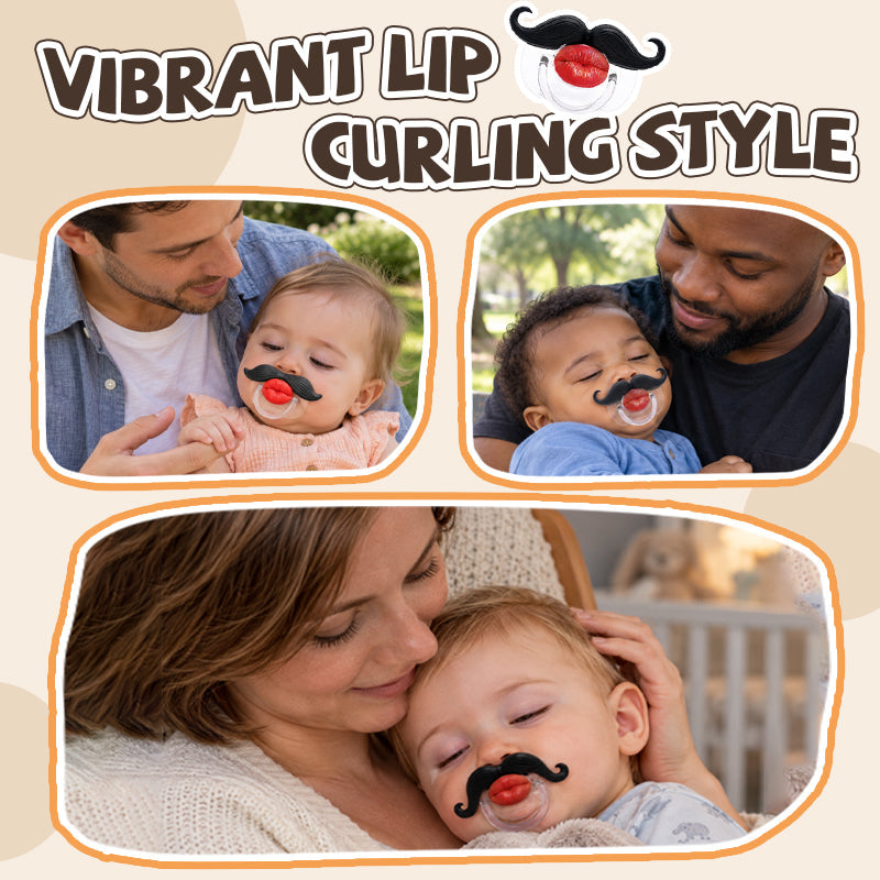 Red Lips and Mustache Baby Pacifier