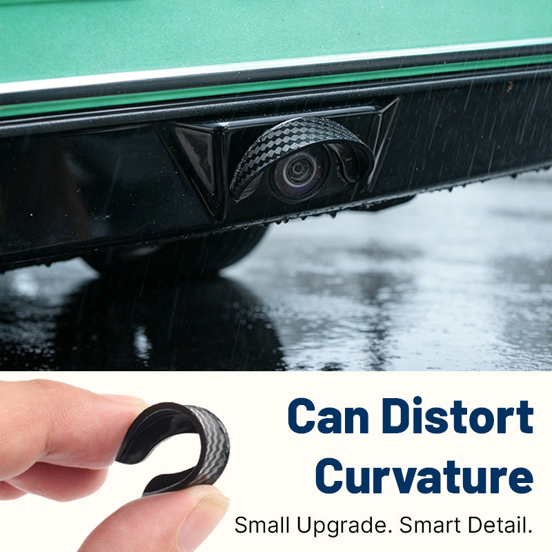 Curved rear camera rain shield