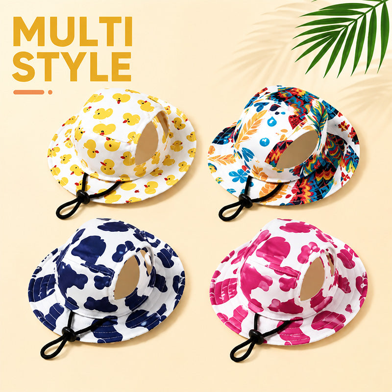 🐾 Cute Printed Pet Bucket Hat, Breathable Sun Cap Fits Small Medium Large Dogs & Cats
