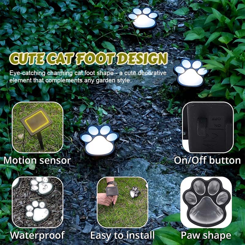 Solar-Powered Cat Paw Lamp