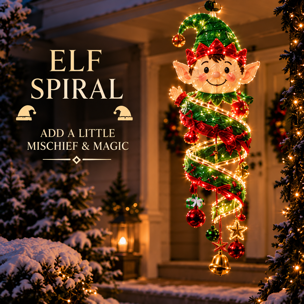 🎄 Christmas Magic Spiral™ Hanging LED Light Collection – 9 Festive Designs ✨