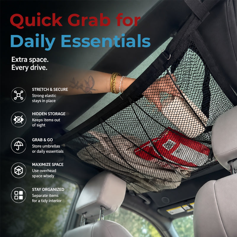 Car Ceiling Cargo Storage Net Pocket