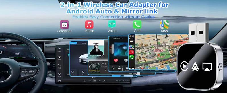 【Yurnlv】2026 Upgrade 3 in 1 AirPlay with Wired to Wireless Carplay Adapter, screen mirror and watching any app on your car screen, such as YouTube Netflix Tiktok Disney+ etc., the car must has factory wired CarPlay