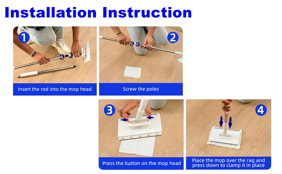 Disposable Dust Mop with 5 Reusable Cloths