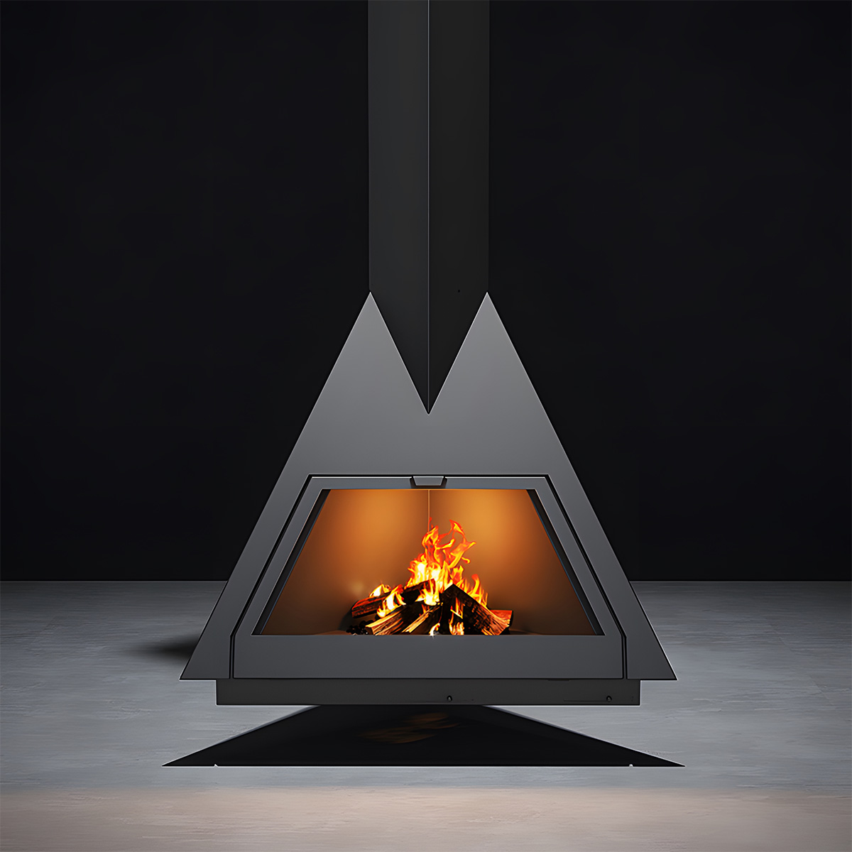 Triangular Suspended Wood Burning Fireplace Ash 4-Hearthartsinn