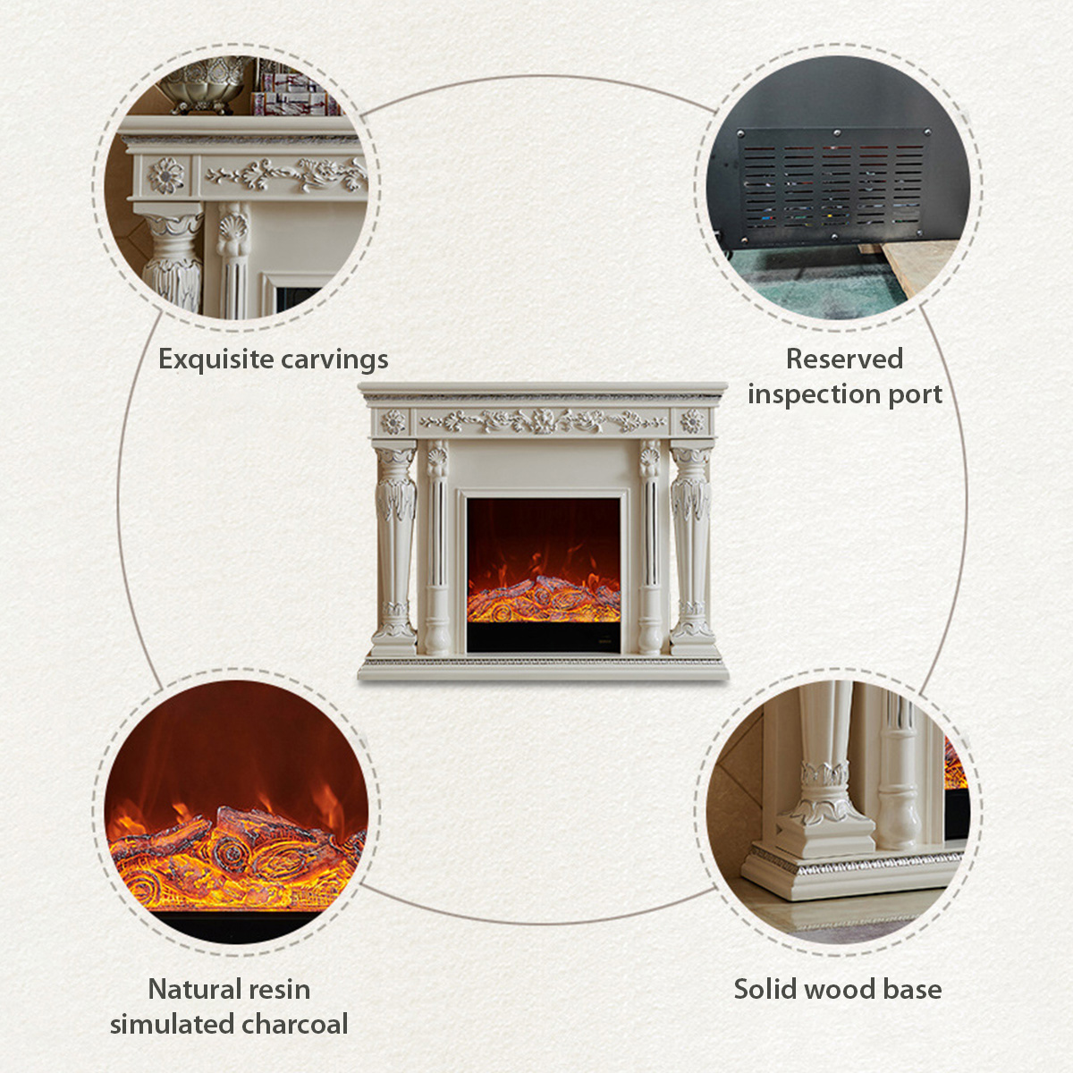 European Style Electronic Fireplaces Wooden Aurora 6-Hearthartsinn