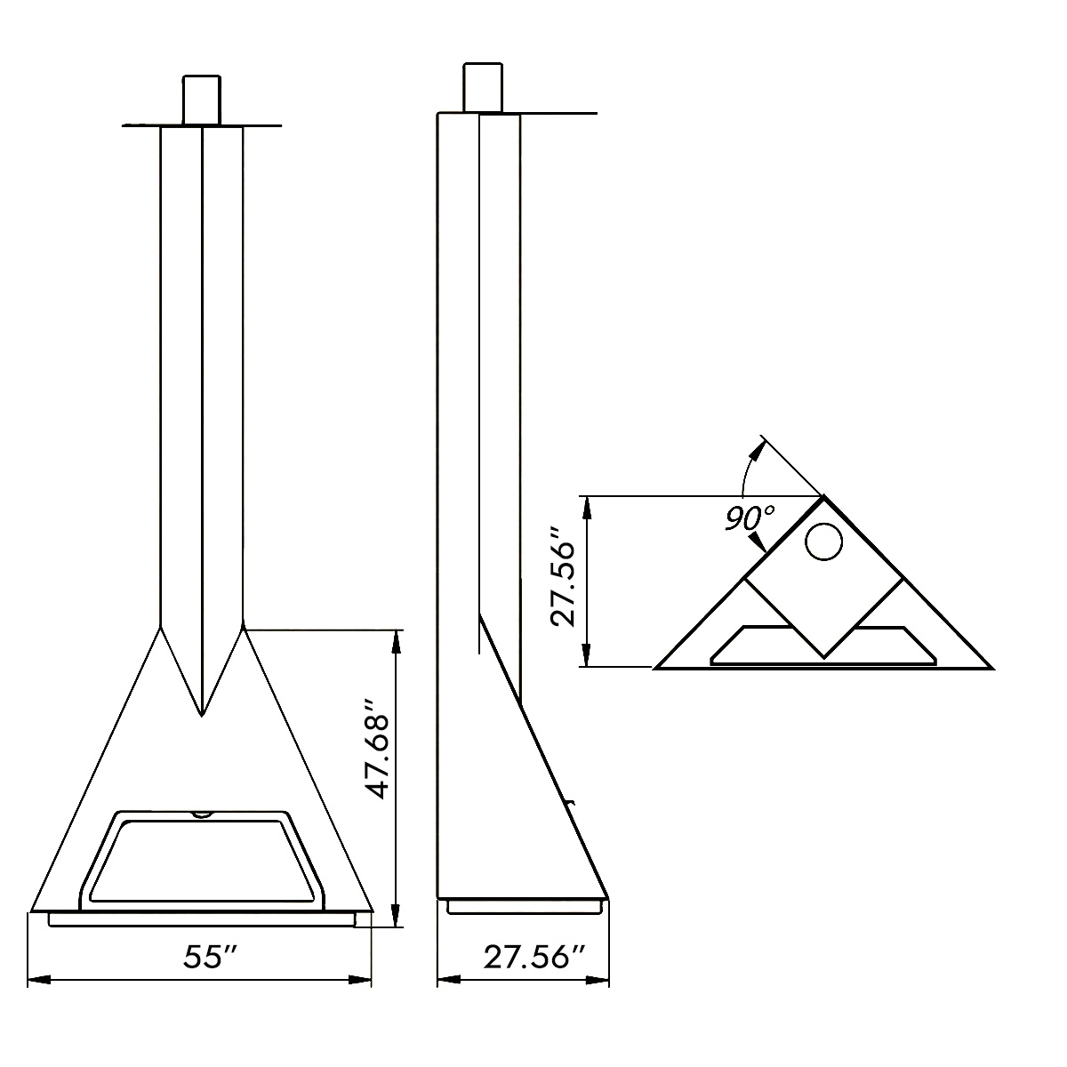 Triangular Suspended Wood Burning Fireplace Ash 4-Hearthartsinn