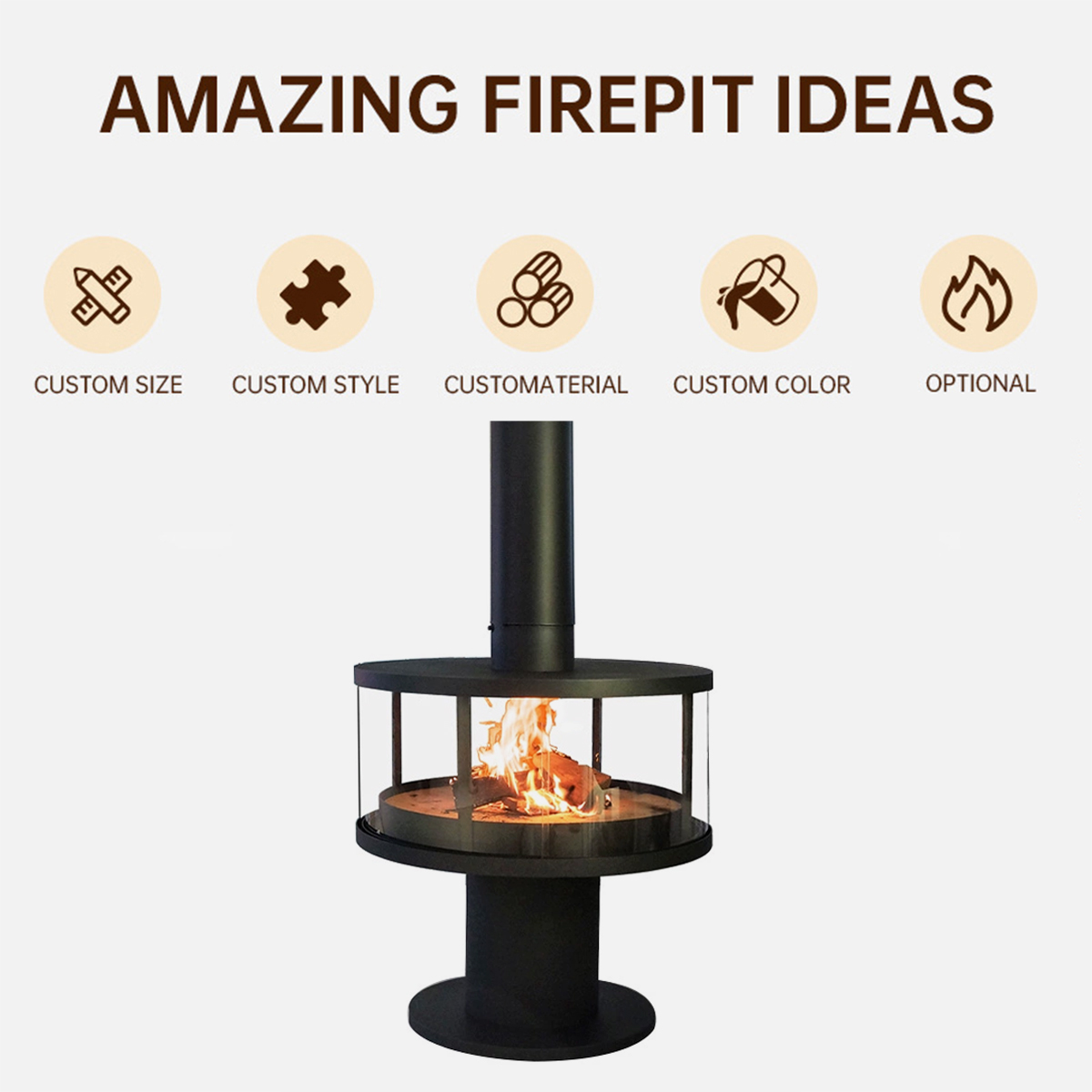 Modern Indoor Round Glass Real Fire Fireplace Ember 3-Hearthartsinn