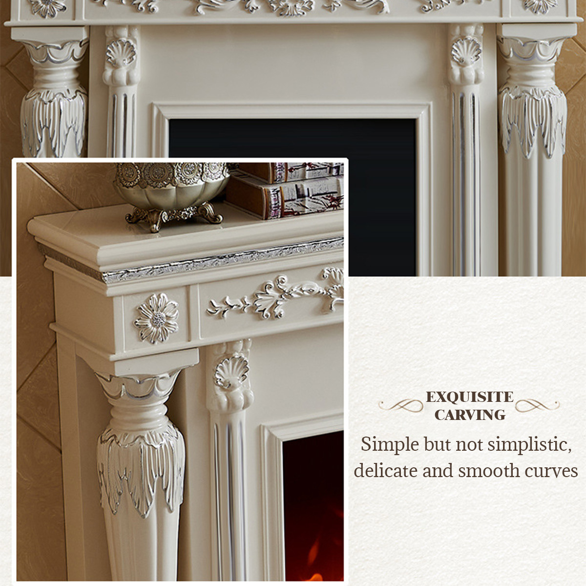 European Style Electronic Fireplaces Wooden Aurora 6-Hearthartsinn