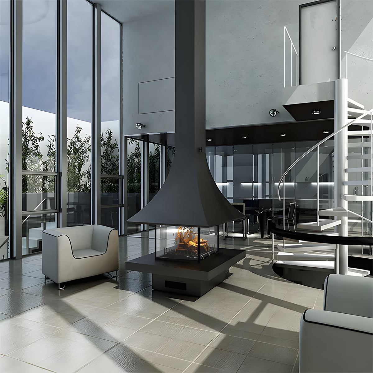 Trumpet Table Wood Burning Fireplace Ash 5-Hearthartsinn