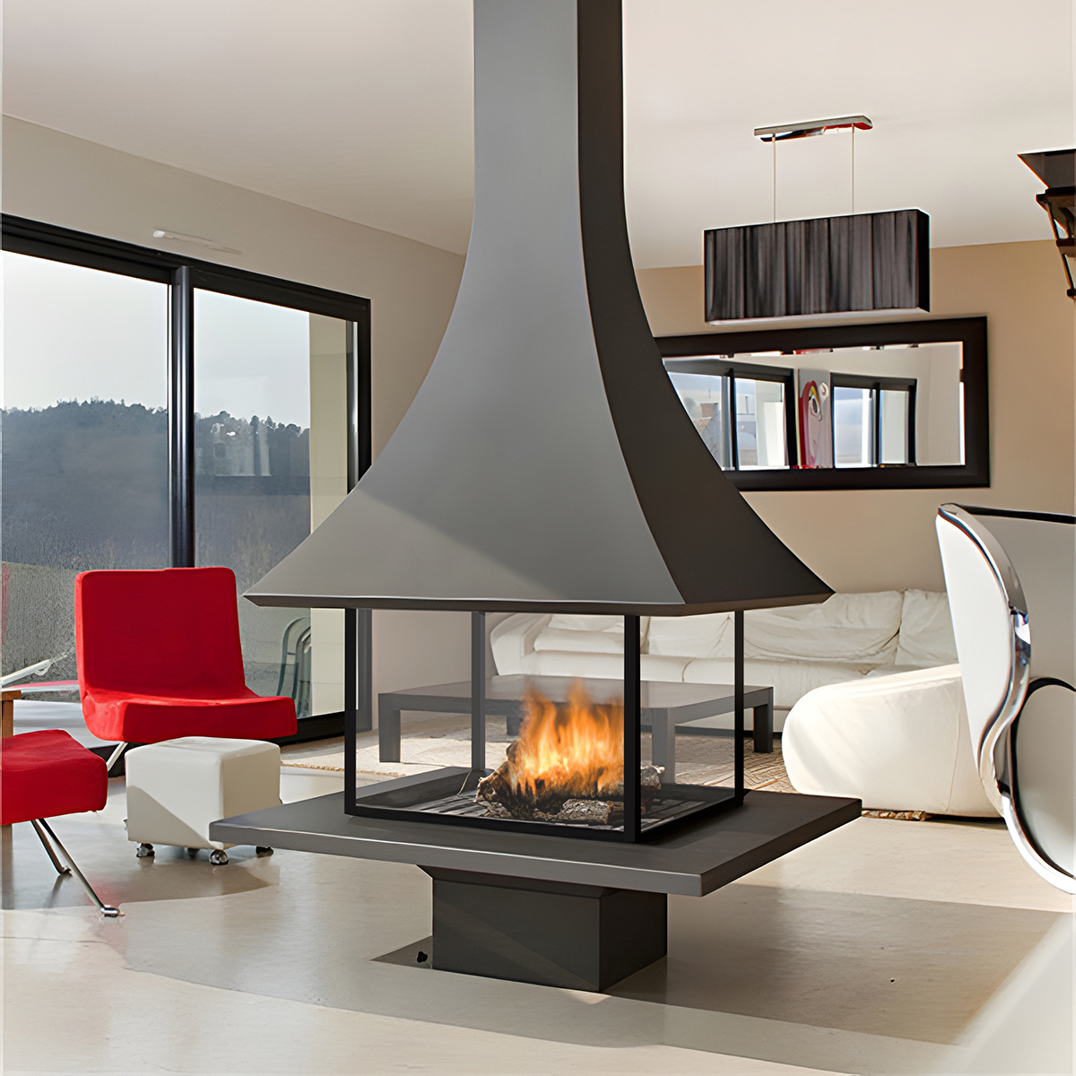 Trumpet Table Wood Burning Fireplace Ash 5-Hearthartsinn