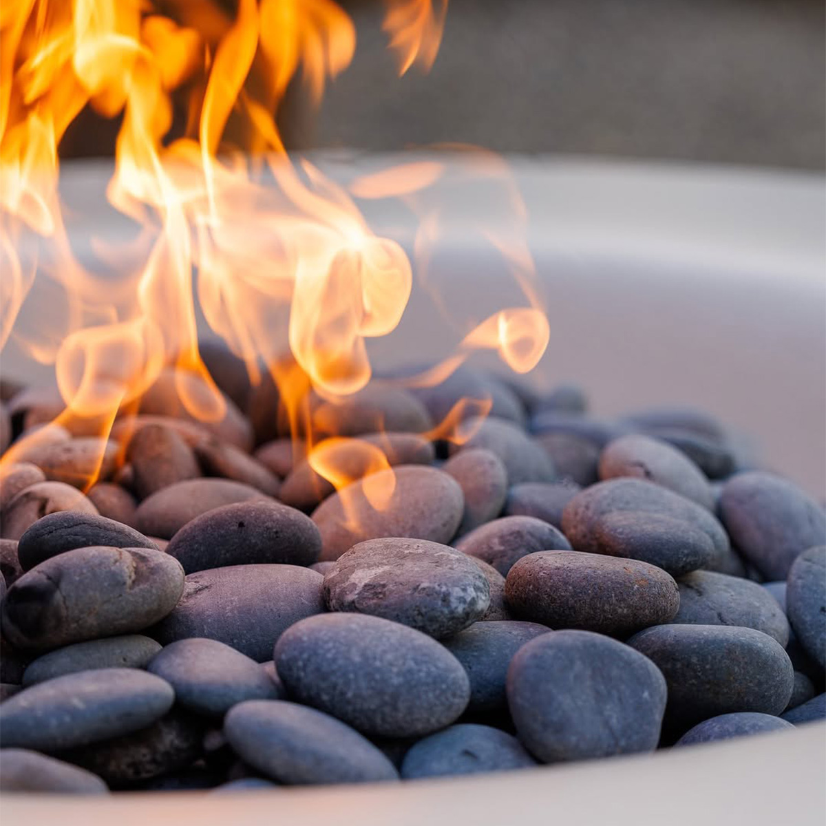 Curved Stainless Steel Concrete Finish Gas Fire Pit Volcano 11