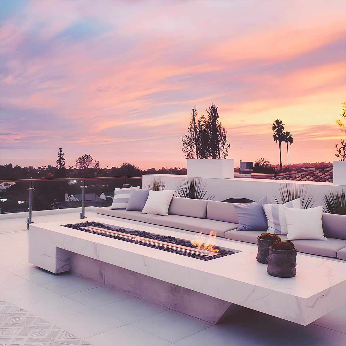 Stainless Steel Concrete Finish Gas Fire Pit Volcano 10-Hearthartsinn