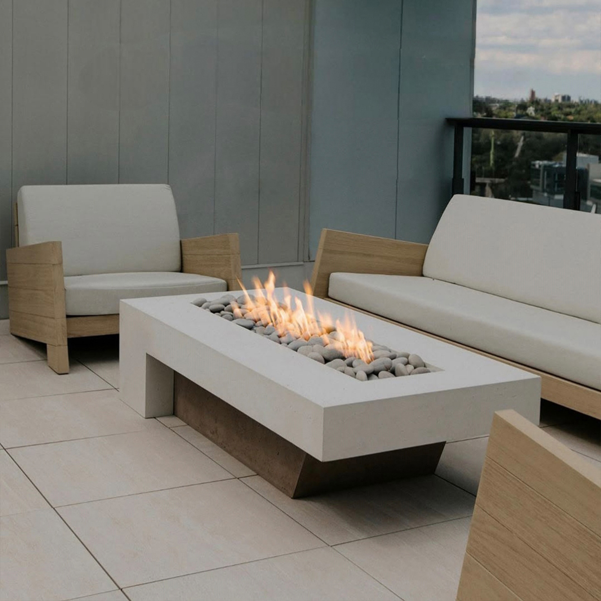 Stainless Steel Concrete Finish Gas Fire Pit Volcano 10-Hearthartsinn