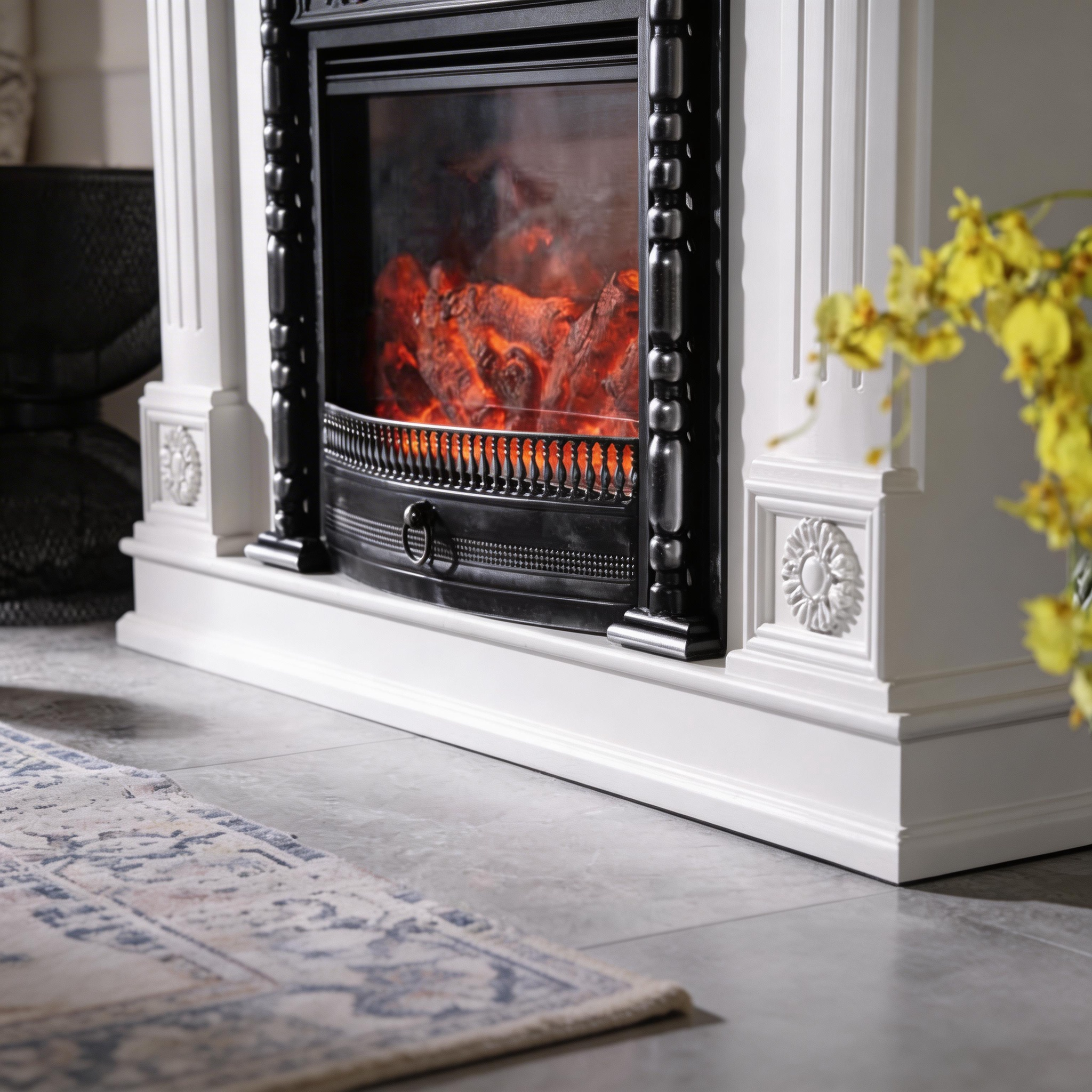 European Classic Ornate Carved Electric Fireplace Aurora7