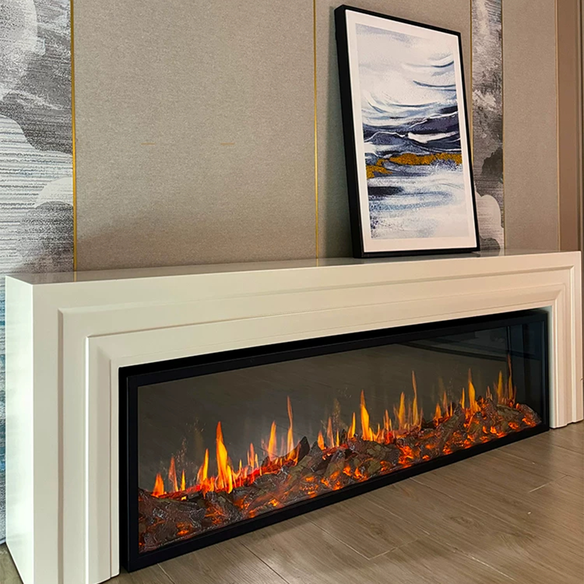 Holographic Screen Simulated Fire Embedded Fireplace Core Glimmer 4