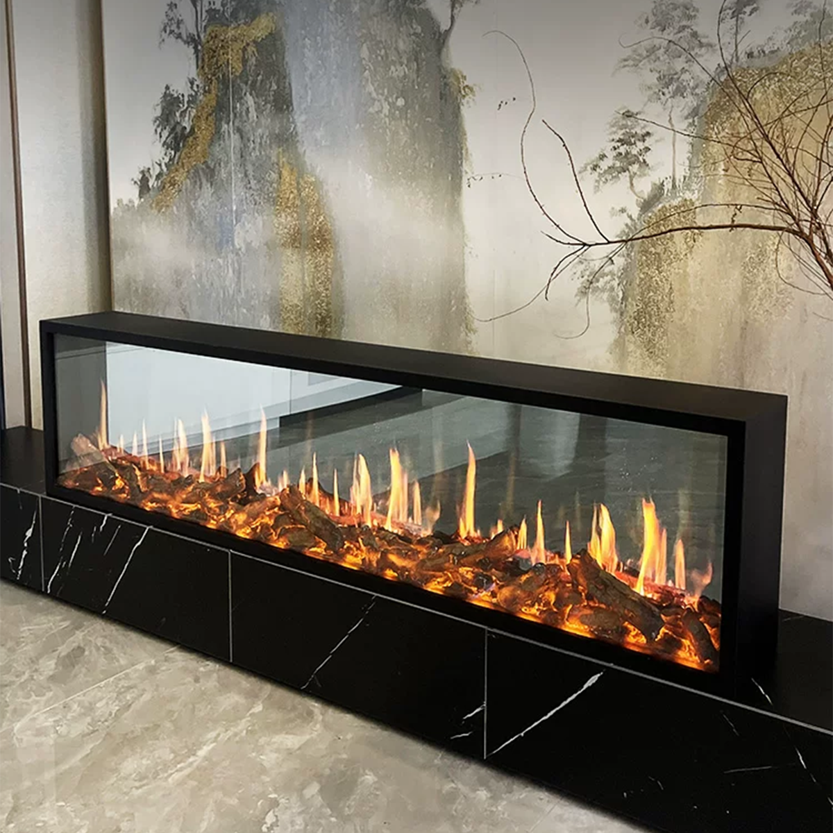 Holographic Screen Simulated Fire Embedded Fireplace Core Glimmer 4