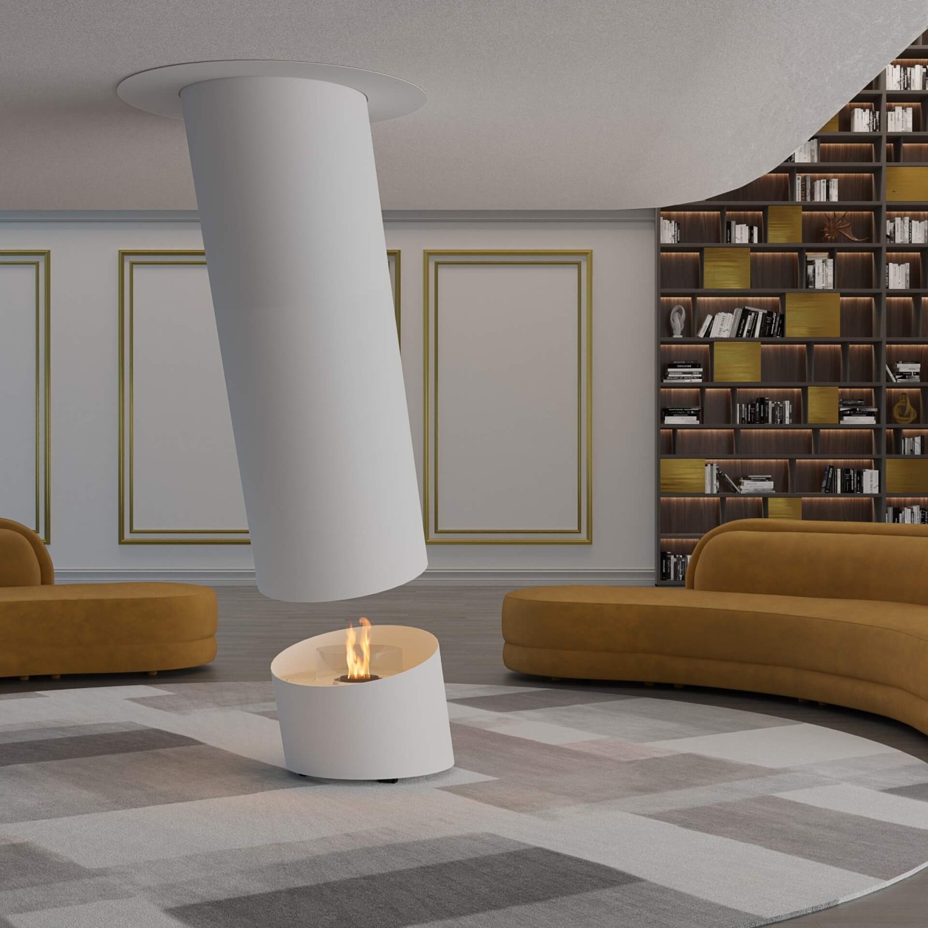 Bioethanol High-end Simple Column Real Flame Fireplaces-Hearthartsinn