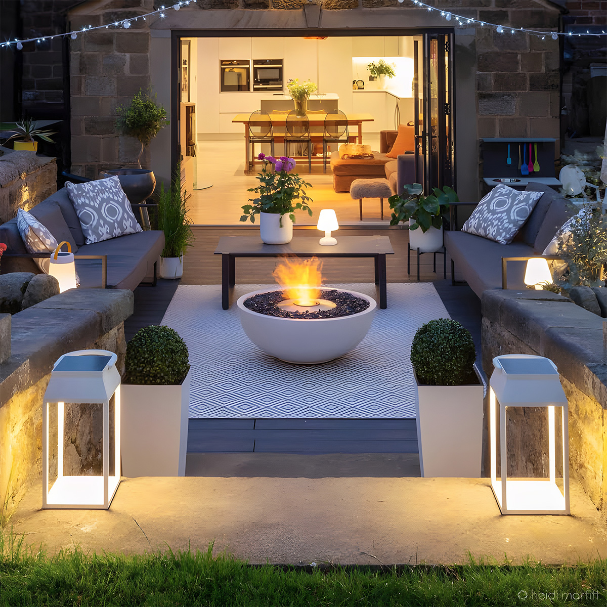 Metal Cement Finish Bowl Shape Gas Fire Pit Volcano 11-Hearthartsinn