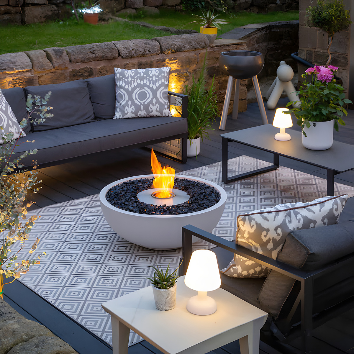 Metal Cement Finish Bowl Shape Gas Fire Pit Volcano 11-Hearthartsinn