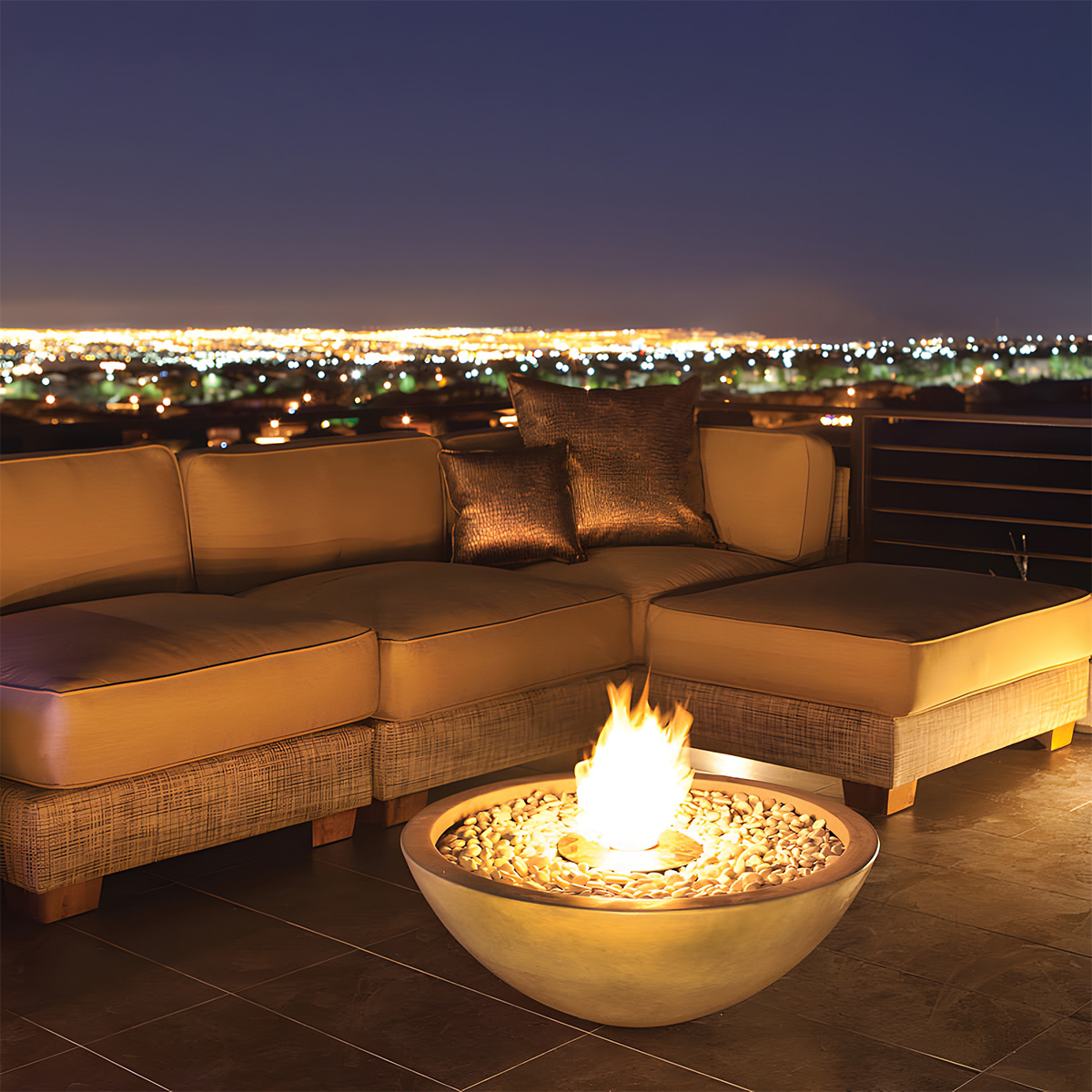 Metal Cement Finish Bowl Shape Gas Fire Pit Volcano 11-Hearthartsinn