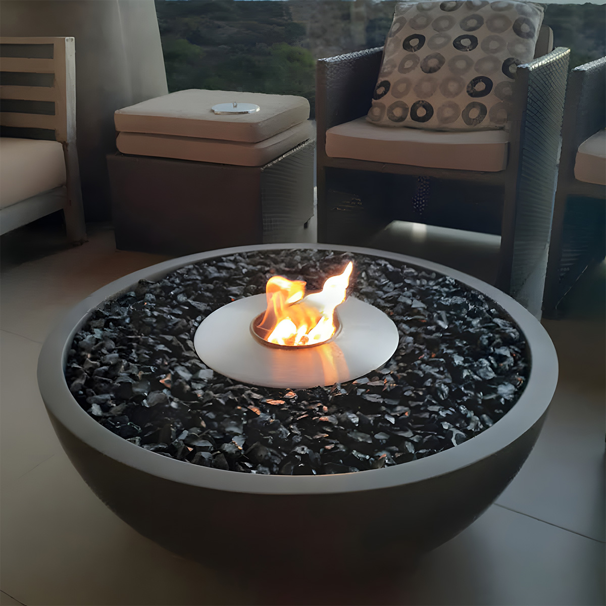 Metal Cement Finish Bowl Shape Gas Fire Pit Volcano 11-Hearthartsinn