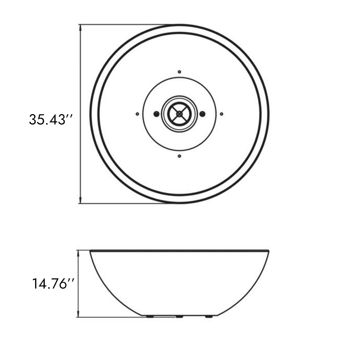 Metal Cement Finish Bowl Shape Gas Fire Pit Volcano 11-Hearthartsinn