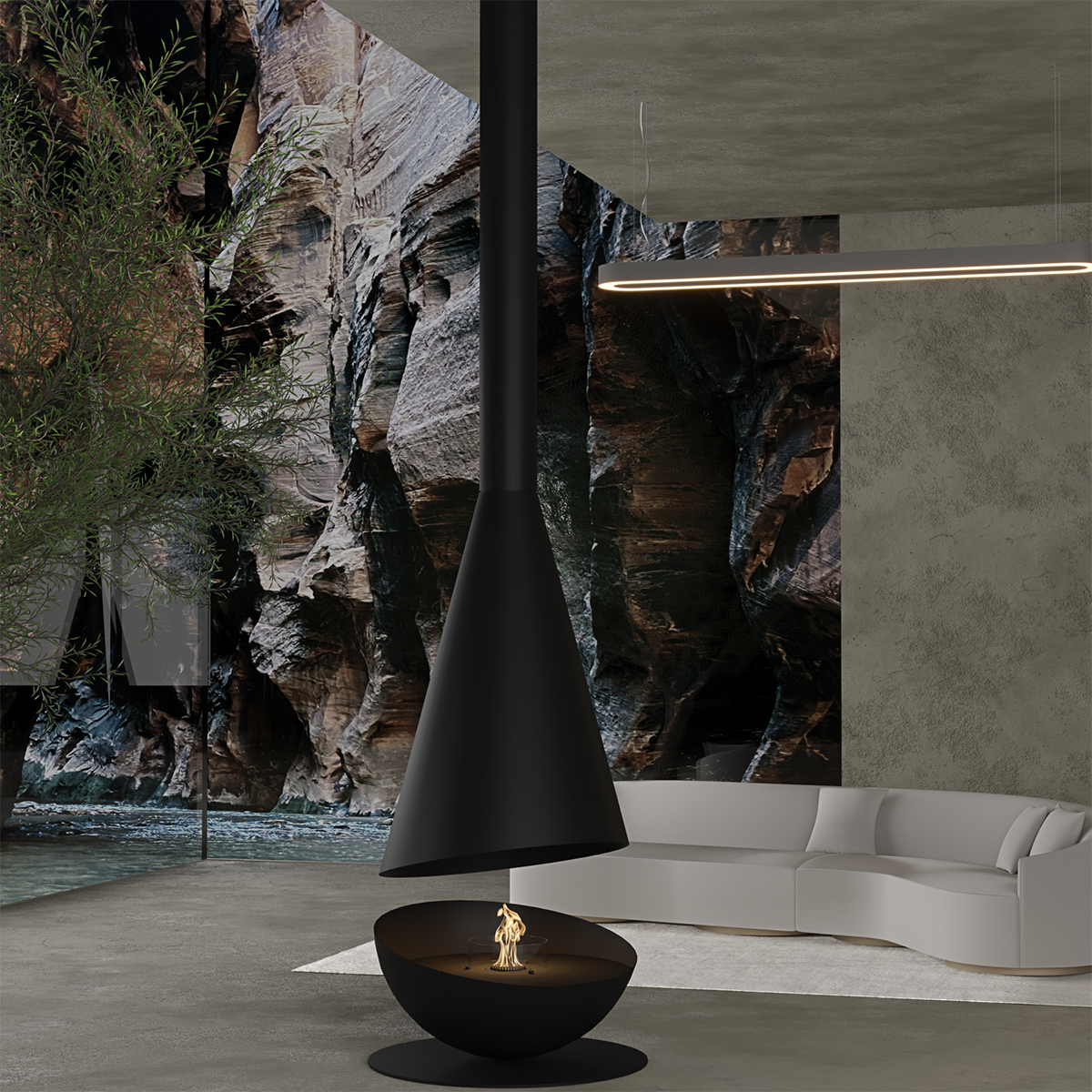 Luxury Hemispherical Suspended Fireplace Shine 7