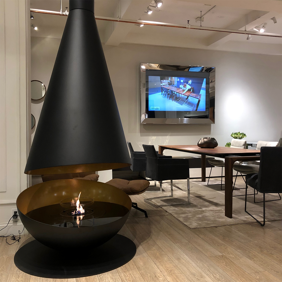 Luxury Hemispherical Suspended Fireplace Shine 7