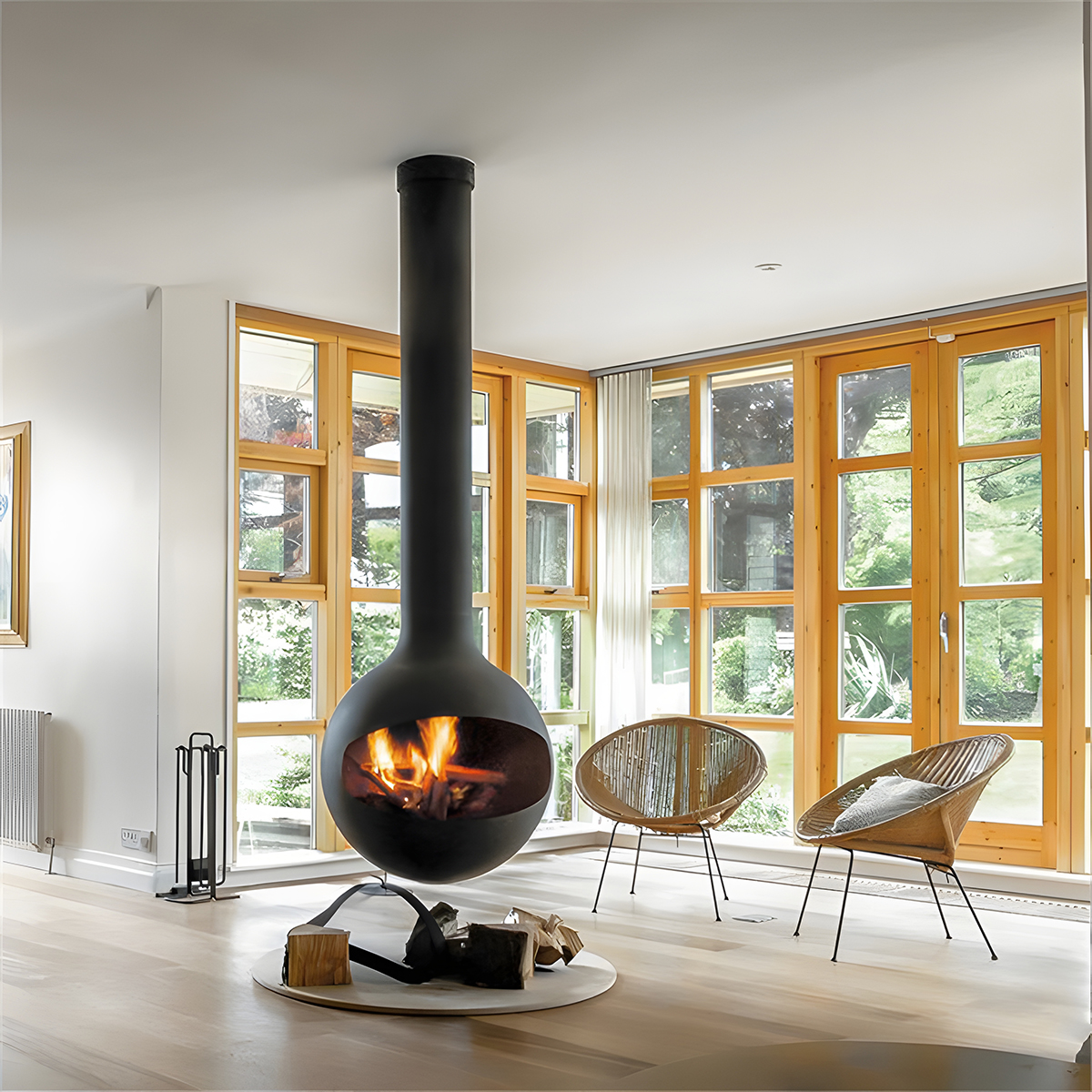 Luxury Hanging Spherical Real Fire Fireplace Shine 3-Hearthartsinn
