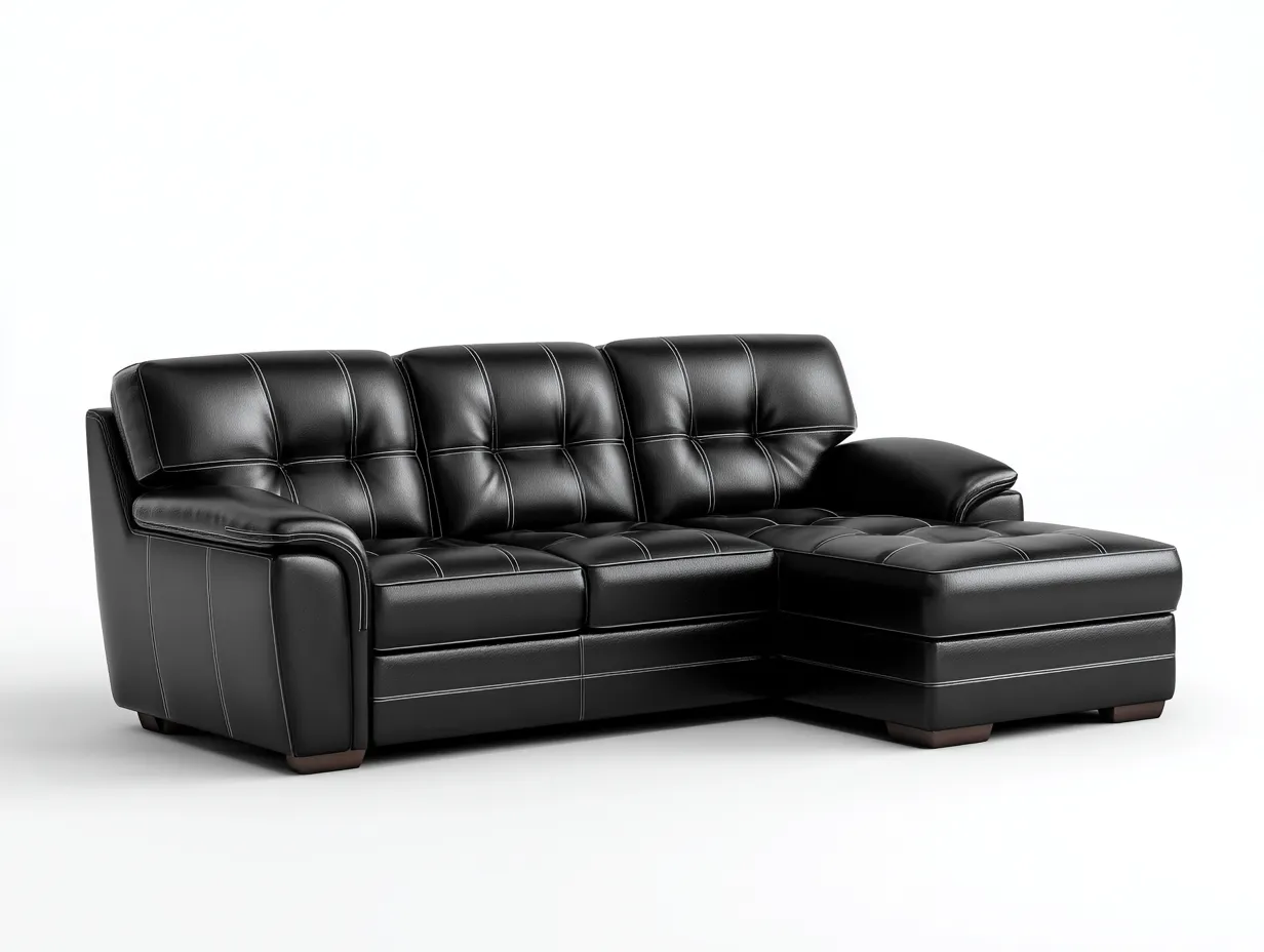 Divano angolare - Pelle sintetica - 255x170x90 cm - Nero - Stile moderno-Navianihome