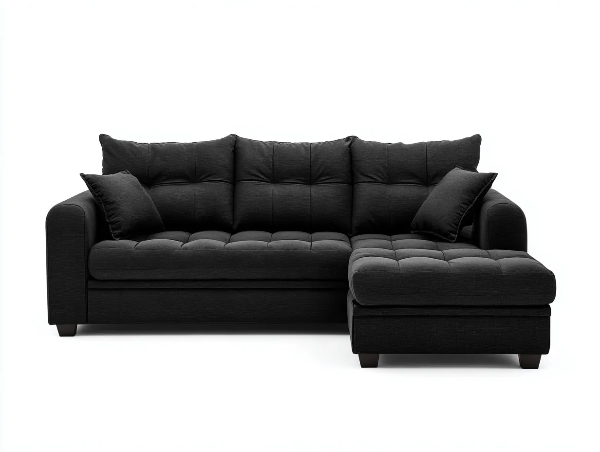 Divano angolare - Tessuto - 260x165x88 cm - Nero - Stile contemporaneo-Navianihome