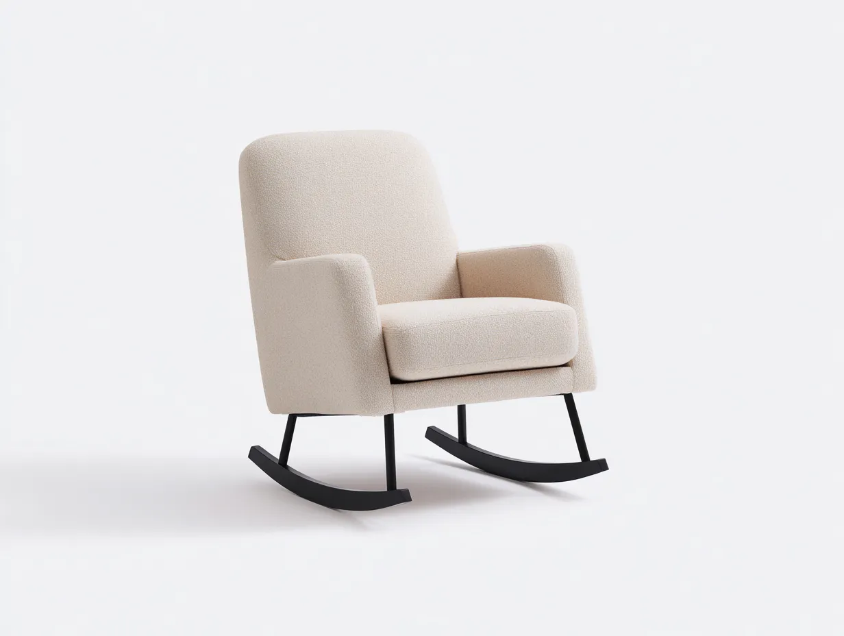 Sedia a dondolo - tessuto-metallo-legno - 82x86x98 cm - Beige - design moderno-Navianihome