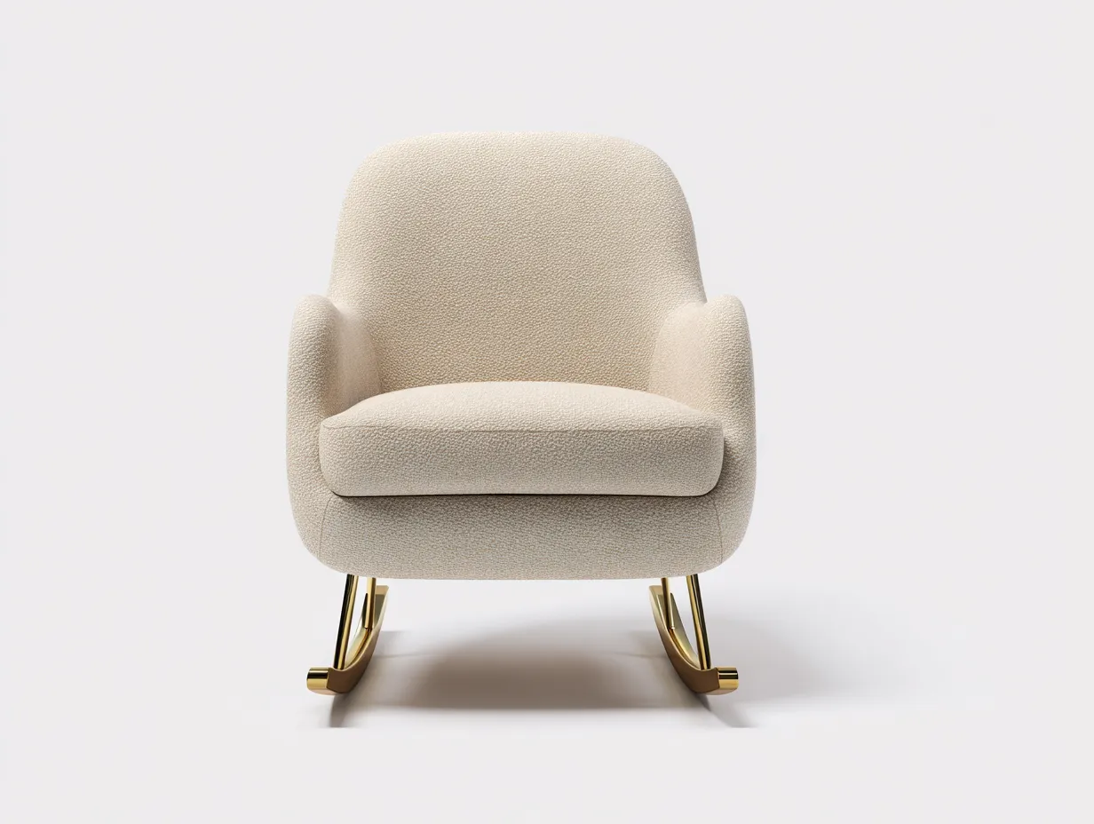 Sedia a dondolo - tessuto-metallo-legno - 80x84x97 cm - Beige - design moderno-Navianihome