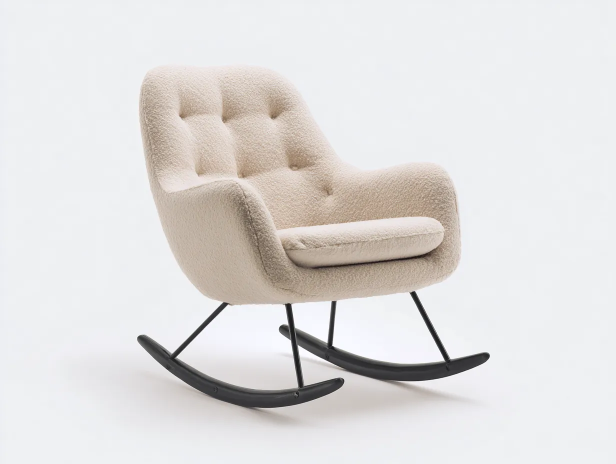 Sedia a dondolo - tessuto-metallo-legno - 84x88x100 cm - Beige - design moderno-Navianihome