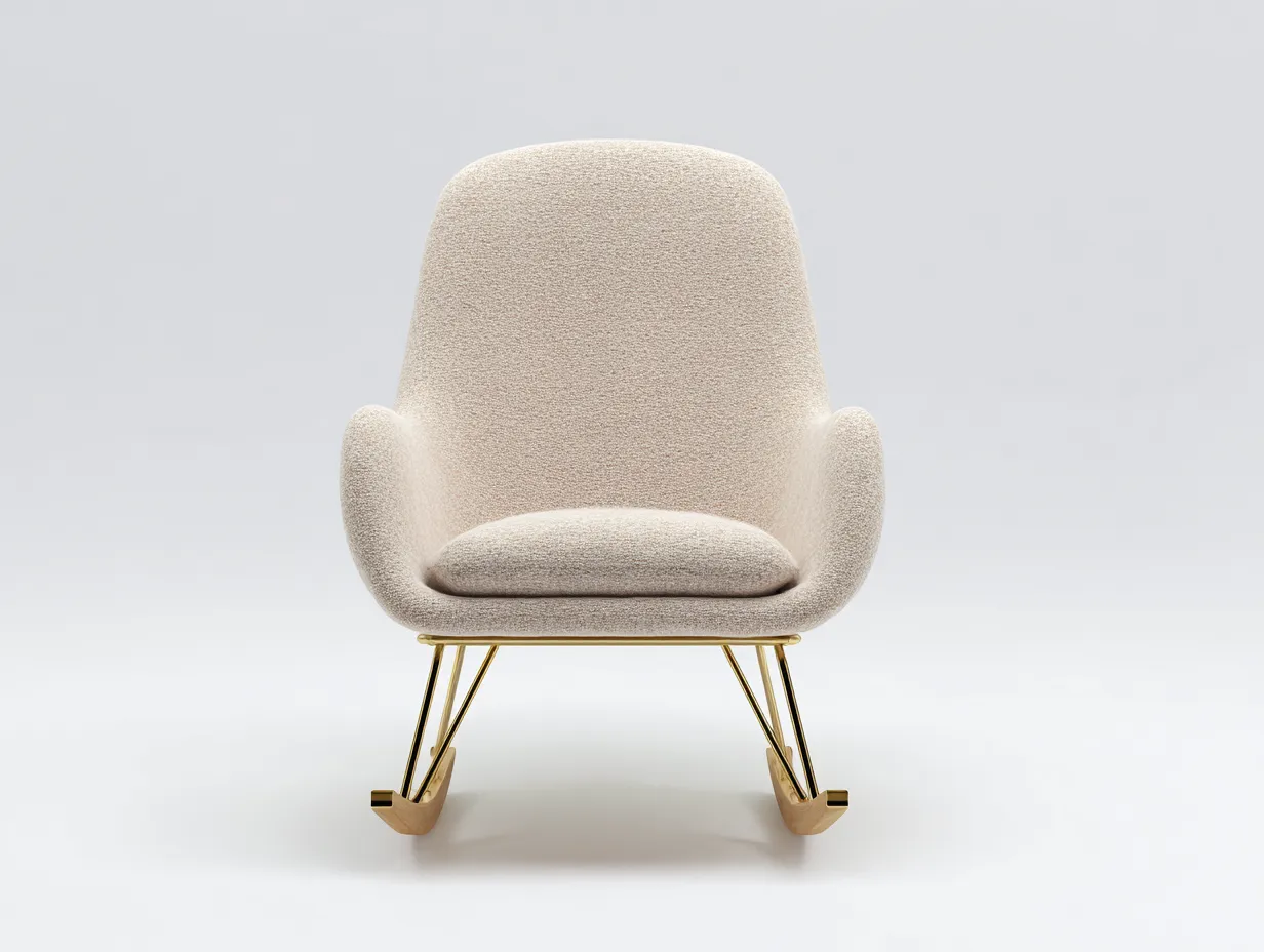 Sedia a dondolo - tessuto-metallo-legno - 78x82x96 cm - Beige - design moderno-Navianihome