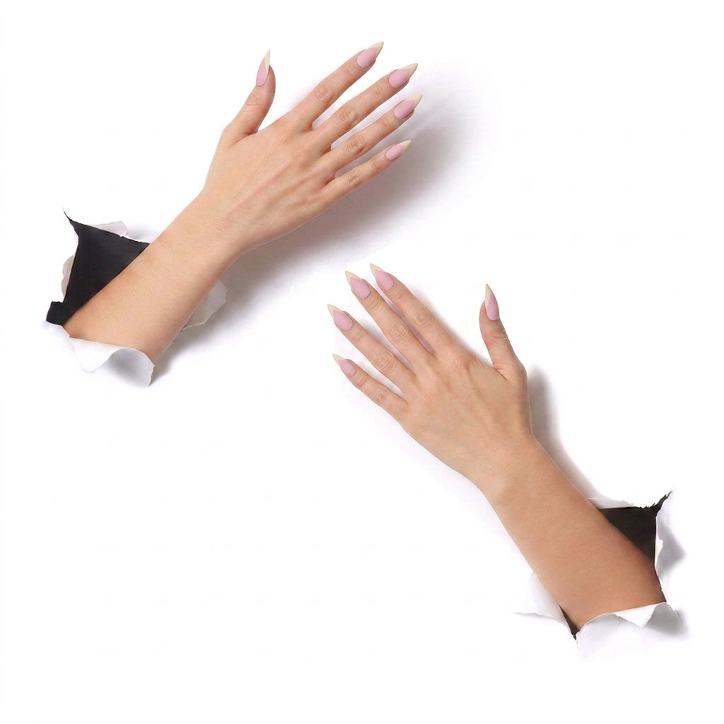 Matte Pastel Pink & Cream V-French