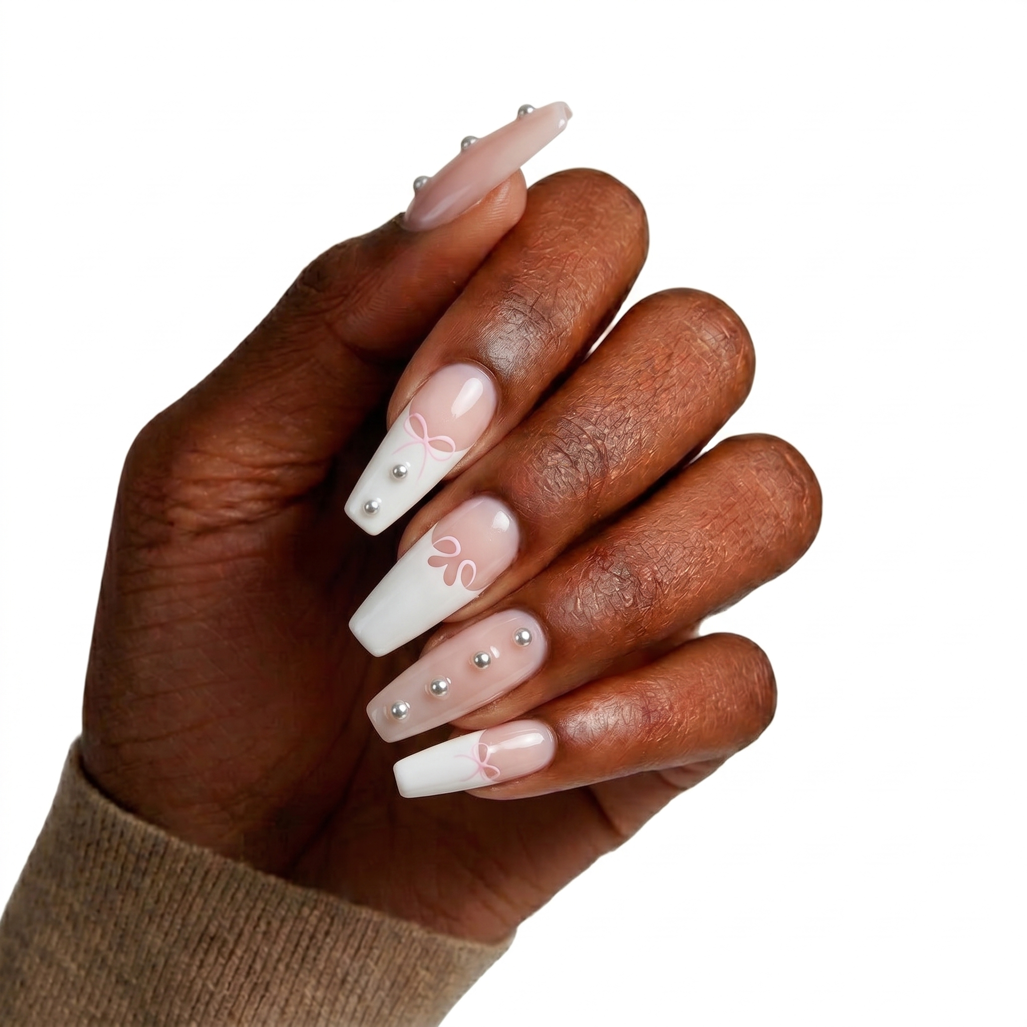 Coquette Pearl Ribbon & Chrome French