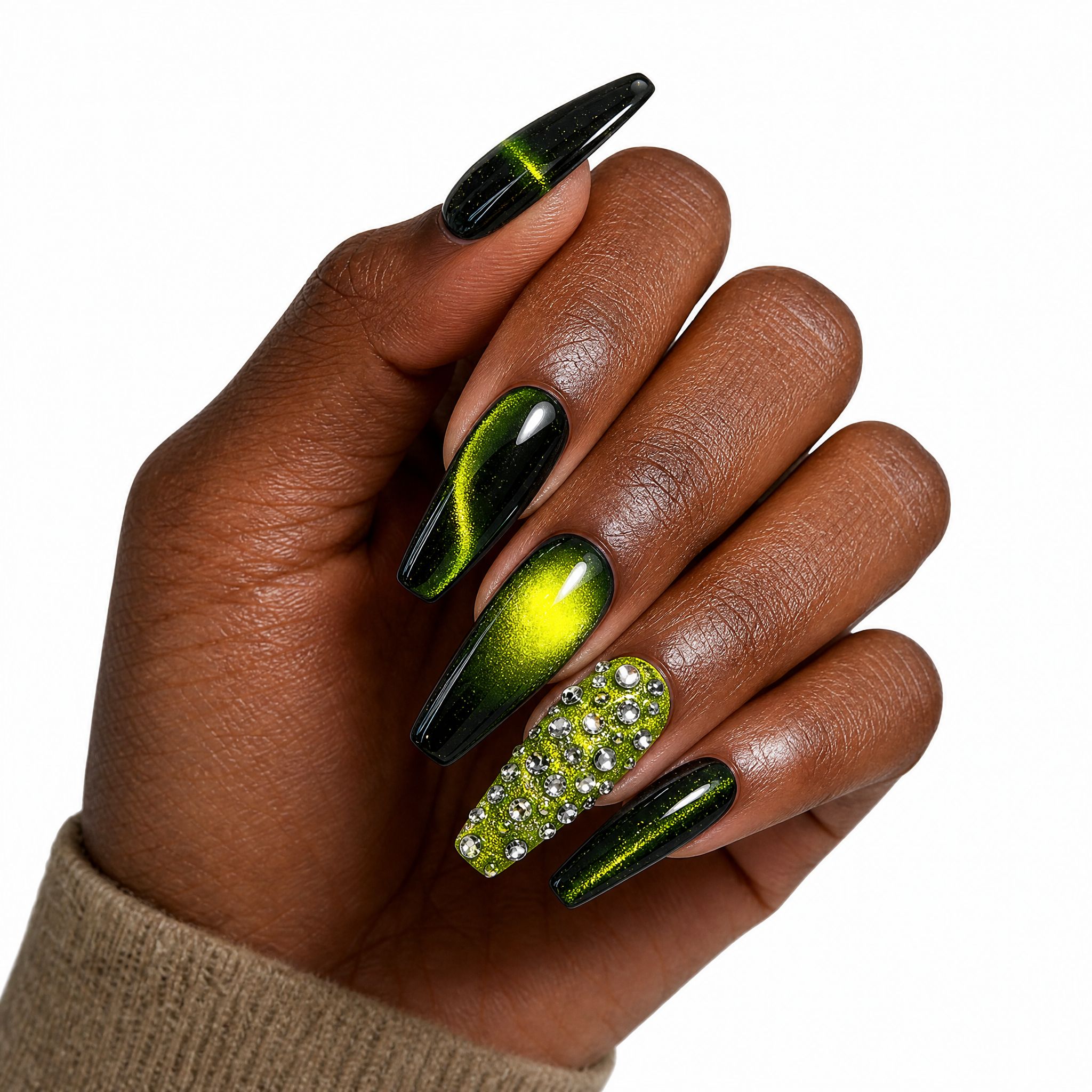 Cyber Neon Cateye & Textured Rhinestone