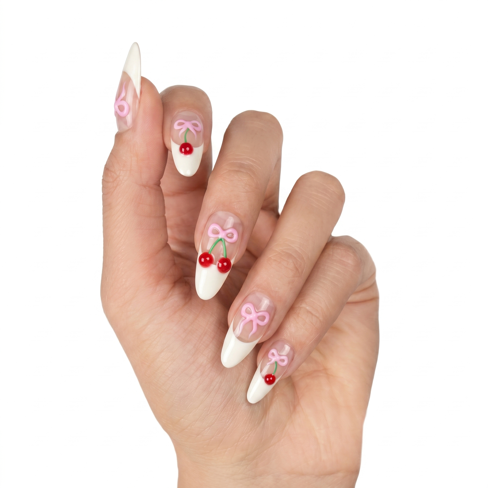 Sweet Cherry French & 3D Ribbon Bow