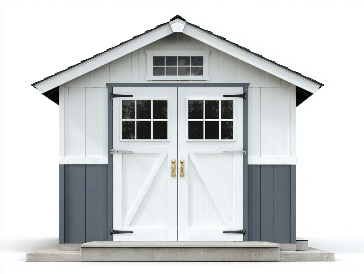 Abri de jardin en bois 220x180x220 cm - blanc-gris - style classique-Javoraihaus